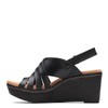 Clarks Women's Elleri Grace Wedge Sandal Black Leather 8
