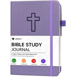 JOTFLY Bible Study Journal - Church Notes Notebook for Note Taking & Reflection - Guided Bible Study Notebook - Faith-Based Religious Gifts & Bible Study Supplies (Lavender)