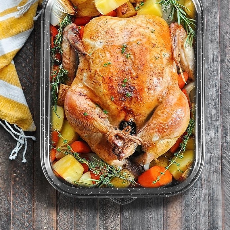 21Inch Roasting Pan, Extra Large Rectangle Roasting Pan With Rack,