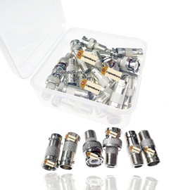 Lsgoodcare 30Pcs BNC to F Type Adapter Kit, BNC Female to F Male, BNC Male to F Female, BNC Female to F Female Adapter RF Coaxial Connector Converter for CCTV Security Camera