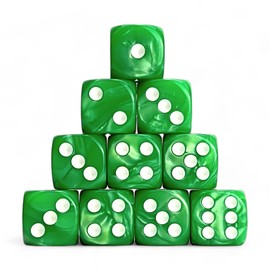 Luck Lab 10 Piece D6 Dice Pack - Acrylic Dice for RPG MTG DND Dice Table Games and Board Games (Green Pearl)
