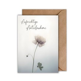 WBdesignz Sympathy Card with Envelope Sincere Condolence - Poppy Funeral Card with Saying - Condolence Card Condolence (DIN A6)