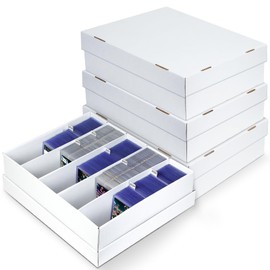 ULTRGEE 4 Pack Trading Card Storage Box - Holds 800 Top Loaders & 220 One Touch - Cardboard Case with Dividers for Sport Cards (5 Rows)