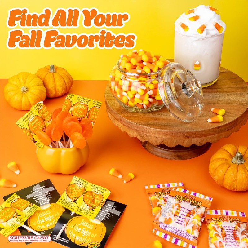 Scripture Candy, Harvest Cards & Orange Flavored Pops, 32 Count