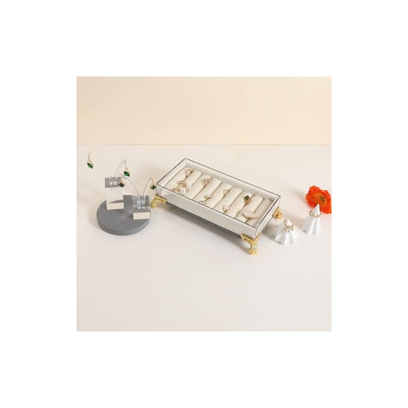 Porta-anillos de terciopelo con ranuras para organizar joyas, Estante de