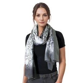 Basic Sense Large Ombre Snakeskin Print Scarf, Soft Lightweight Women’s Oversized Wrap Shawl, Grey