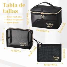3PCS Bolsa de Maquillaje Transparente, Cosmetiquera para Maquillaje de Viaje, Multifuncional Organizador, Bolsas de Malla con Cremallera, Portátiles y Ligero, 3 Tamaños