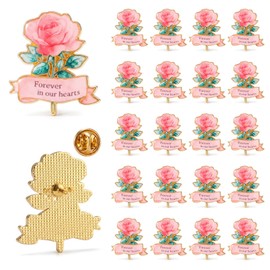 Misdary 50 Pcs Funeral Favors for Guest Memorial Funeral Rose Pin Life Celebration for Brooch Christian Mourning Remembrance(Pink)