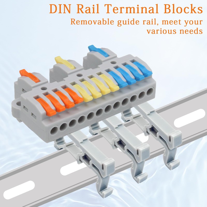 PHITUODA 4Pcs DIN Rail Terminal Blocks 28-12AWG Quick Wiring Cable