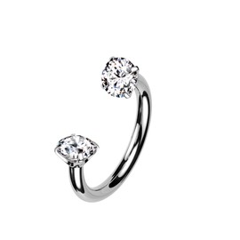 Amelia Fashion 16 Gauge Implant Grade Titanium Internally Threaded Prong Set CZ Horseshoe (Choose Color) (Clear)