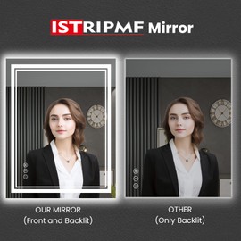 ISTRIPMF 32 x 36 Inch LED Bathroom Mirror, Front Light and Backlit Anti-Fog Dimmable Memory Lighted Vanity Mirror, Shatterproof Wall-Mounted Led Mirror for Bathroom