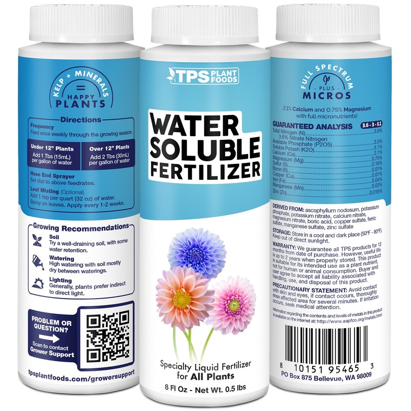 Water Soluble Fertilizer, Complete Liquid Water Soluble Plant Food, 8