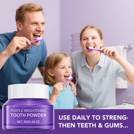 Purple Teeth Whitening Powder, Mineral Powder for Teeth Restoration, Gentle Cleansing, No Sensitivity - Melt-proof, Protects Gums and Freshens Breath