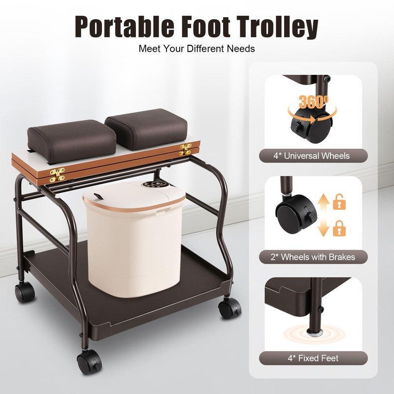 Pedicure Foot Rest, Portable Pedicure Foot Stool Spa Trolley, Foot