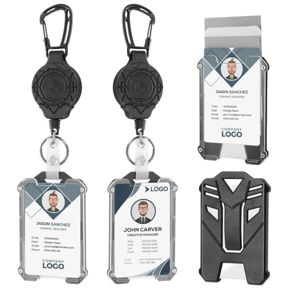 BESARME 2 Set Retractable Badge Holders Heavy Duty Carabiner Reel