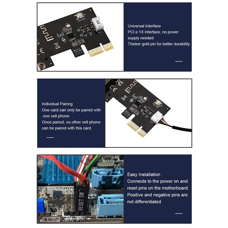 Computer Power Reset Switch PCIE Card Precise Control Thickened Gold