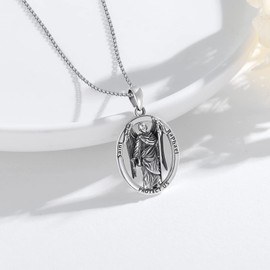 REDSUN Religious Amulet Necklace Bracelet 925 Sterling Silver St Raphael Archangel Chain Saint Raphael Bracelet Amulet Christian Chain Jewellery Gift for Men Women, Sterling Silver, Raphael,