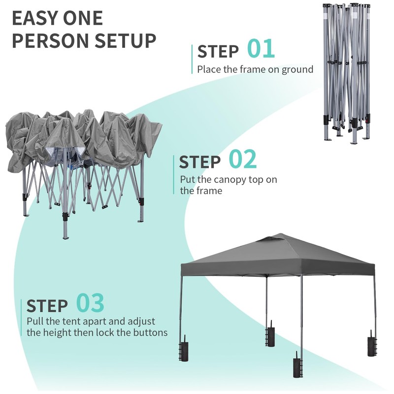 GDY 10x10 Pop Up Canopy Tent, Easy Set up Outdoor