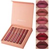 6 Colores Labiales Líquidos Mate Larga Duración Pintalabios