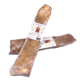 Barking Buddha Beef Cheek Slices | Premium Dog Chews | Extra Thick, All Natural, No Additives, Gluten Free | Peanut Butter - Large 10”-12” - 8 Pack