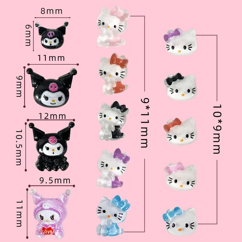 Gulenvailo 70個 かわいいネイルアートチャーム デコパーツ ネイルパーツ スライム ネイルチャーム 漫画の釘 かわいくファッション 3D