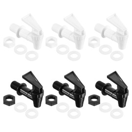 sourcing map 6 Sets Replacement Cooler Faucet, Reusable Plastic Spigot for Beverage Dispenser Parts, Outdoor Faucet Water Jug Spigot Tapes, Black and White