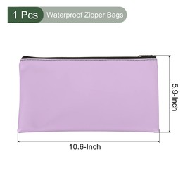 YOKIVE Waterproof Zipper Bags, Leatherette Pencil Case Deposit Cash Storage Bag Cosmetics Organizers Pouch, Great for Office(Purple)