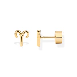 PAVOI 14K Yellow Gold Plated Sterling Silver Posts Zodiac Sign Flat Back Earring Studs | Birthday Gift for Women | Astrology Earring Pair | Aries