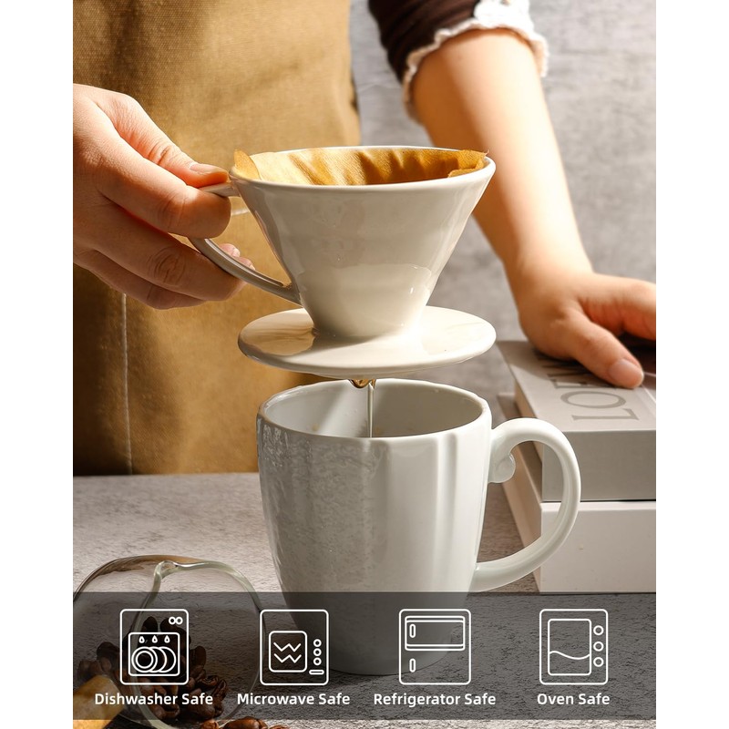 ZEBERBO Pour Over Coffee Maker, Single Cup Ceramic Coffee Dripper,