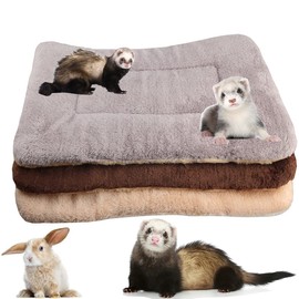 3 Pcs Small Animal Plush Bed Warm Fluffy Kitten Puppy Blanket Ferrets Fleece Sleep Pad Chinchilla Squirre Hedgehog Hamster Guinea Pig Bed Mat (Large:19.7 x 13 in, Set-A)