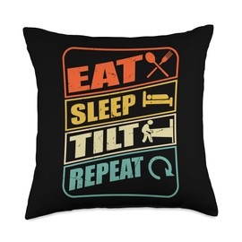 Eat Sleep Tilt Repeat retro game lover design arcade pinball Throw Pillow