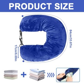 IKOPFLN Travel Neck Pillow - Plane Travel Pillow Fillable with Clothes - Washable Pillow, Flight Neck Pillow - Travel Neck Pillow - Save Hand Luggage, Travel Pillow Plane (Dark Blue)