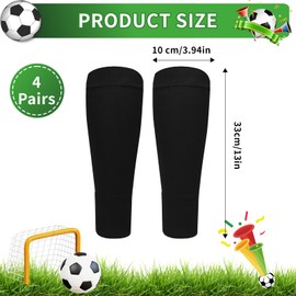 4 Pairs High Elastic Sock Sleeves, 4 Colors Cut Football Socks Kids, Soccer Shin Guards Sleeves, Soft Team Leg Sock Sleeve, Comfort Footless Football Socks, Anti Slip Kids Sock Sleeves for Boys Girls