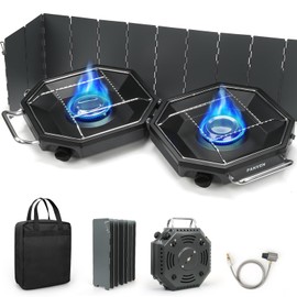 Camping Stove Propane, 2 Burner Propane Camp Stove, 20,000 BTU Portable Stove for Camping, Folding Gas Stoves Outdoor with Windscreen, Storage Bag, Regulator for Picnic, BBQ, Tailgating Parties