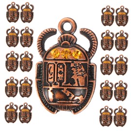 COHEALI 20pcs Egyptian DIY Pendant Material Necklace Keychain Hanging Charm Ancient Egypt Beetle Charm Orange Fa623 Jewelry Making Accessories