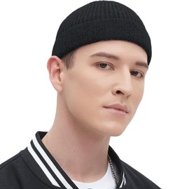 choshion Fisherman Beanie Hats for Men Women,Wool Knit Trawler Skull Cap,Watch Cap,Spring Fall Winter Warm Short Hats Black