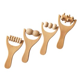 GLEAVI Massage Hand Roller Portable Massager 4pcs Foot Massage Wood Hand Push Portable Massagers Foot Ball Roller Massager