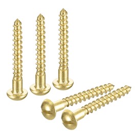 sourcing map Wood Screws M2 x 16mm Slotted Round Head Brass Self-Tapping Screw WoodWorking Screw 25 Pcs