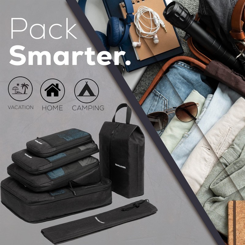 TravelLovers Compression Packing Cubes – 6 Pack Packing Cubes for