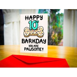 Birthday Card For The Dog, Tenth Birthday Card For Fur Baby, Furry Child, Puppy, Family Pet, 10th Barkday,