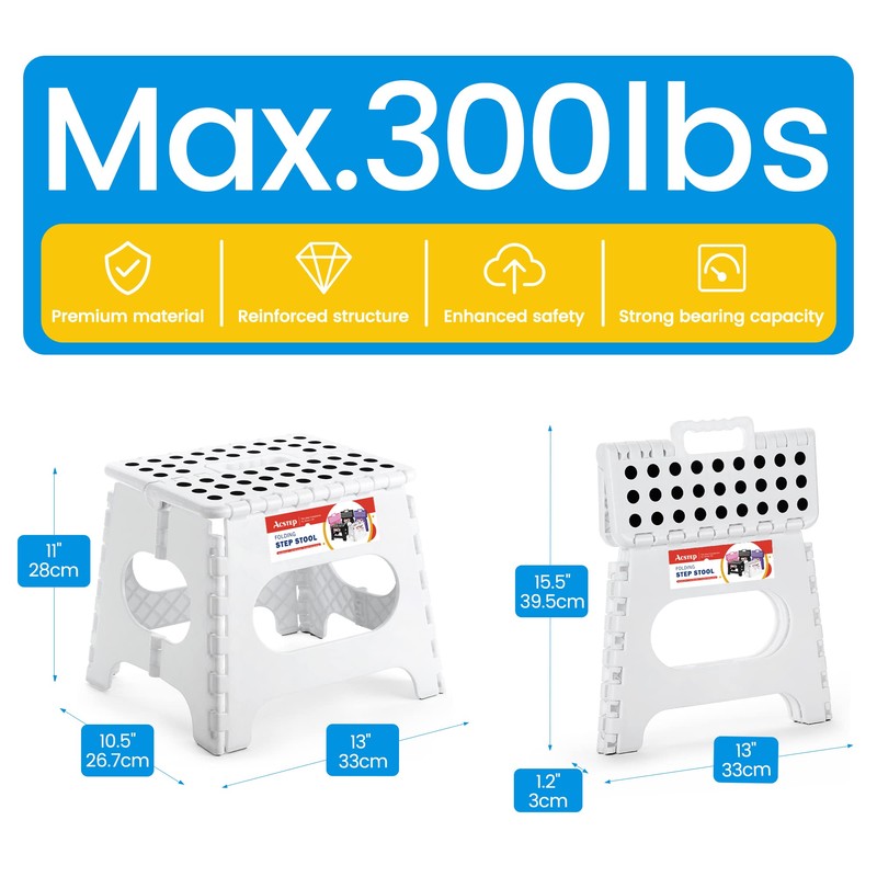 Folding Step Stool for Adults and Kids-11 Height Lightweight Plastic