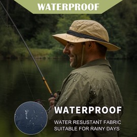 TOP-EX XL/XXL Wide Brim Sun Hat Unisex UPF 50 Waterproof Adjustable Breathable Outdoor Adventure Hiking Fishing Safari Easy Packable, 89026_khaki, XL - XXL