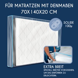 Dreamzie Plastic Mattress Cover 70 x 140 (Thickness 20 cm) - Mattress Protector with Wide Zip - Mattress Bag for Storage, Storage, Moving - Storage Bag for Mattresses
