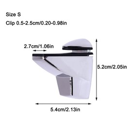Glass Shelf Bracket, Duckbill Clip Shelf Bracket, 2PCS Adjustable Wood/Glass Shelf Bracket for 5-25mm Thickness Shelf Glass Shelf