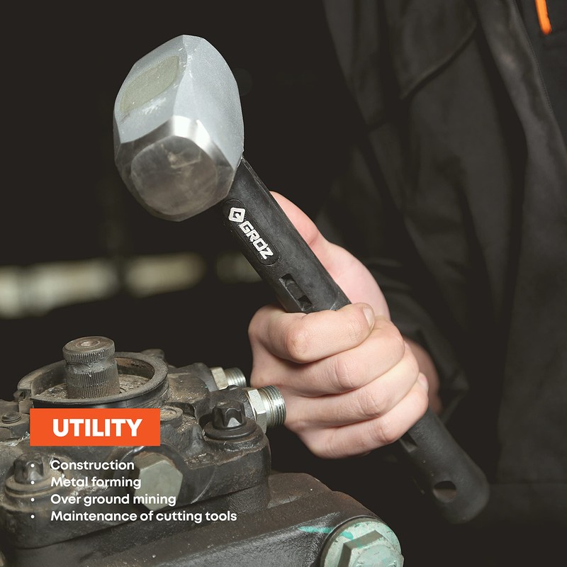 Groz 34550 12" Indestructible Striking Hammer, 2.5 lb, Soft 30