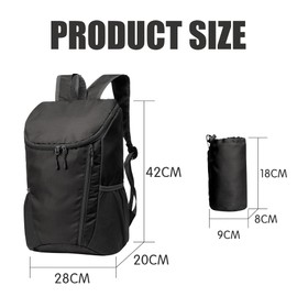 Elbourn Foldable Backpack Lightweight, Small Rucksack for Men and Women, Waterproof Rucksack for Walking, Hiking, Cycling (Black)