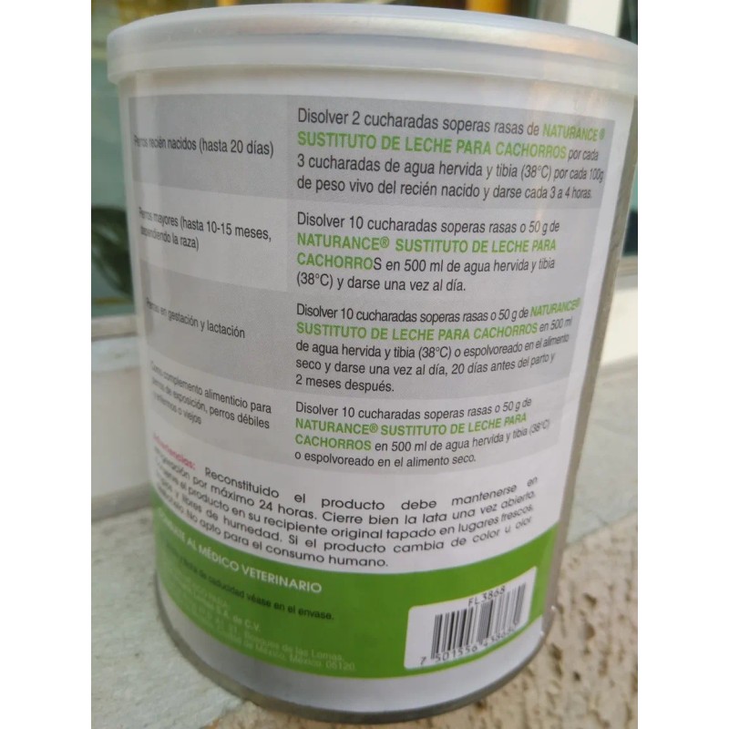 Sustituto Leche 450gr Cachorro Naturance Incluye Biberon