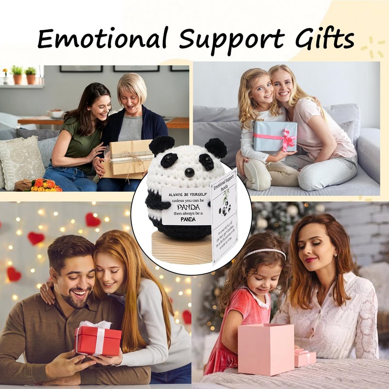 Funny Gifts Positive Panda Gifts Cute Knitted Panda with Positive