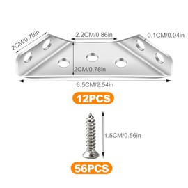OioTuyi 12 Stück Edelstahl Eckverbinder & Dreiecksstütze mit Schrauben - Universeller Metallwinkel für Möbelbau, Holzregale, Betten & Schränke