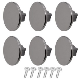Decoranddecor Vesta - 40mm Round Kitchen Cabinet Furniture Knob Zinc Alloy (6 Pack, Polisched Nickel Black)